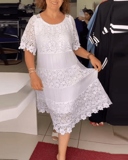 💝 φόρεμα με κοντό μανίκι από δαντέλα👗