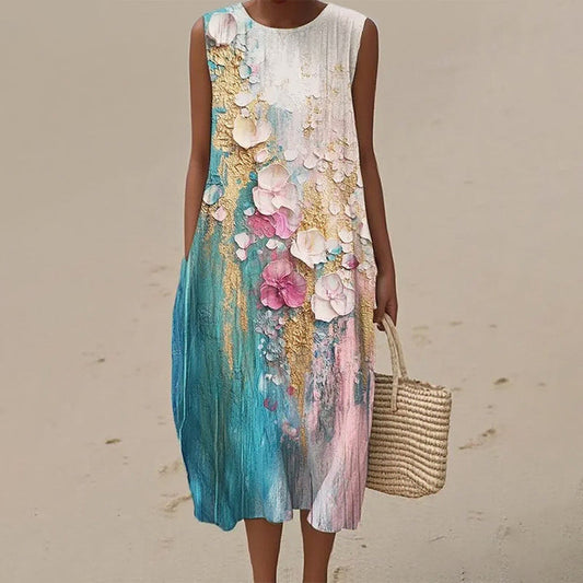 Γυναικείο αμάνικο φλοράλ φόρεμα