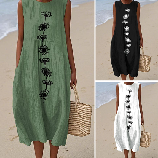 Αμάνικο μάξι φόρεμα με φλοράλ σχέδιο