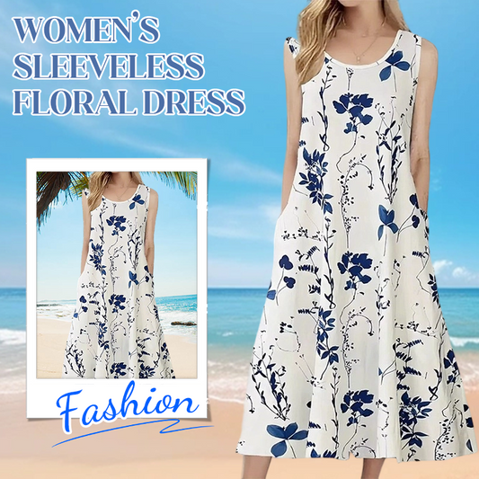 Γυναικείο αμάνικο φόρεμα με λουλούδια