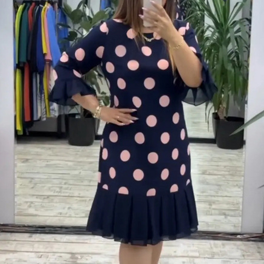 Women's Polka Dot Pleated Patchwork Dress