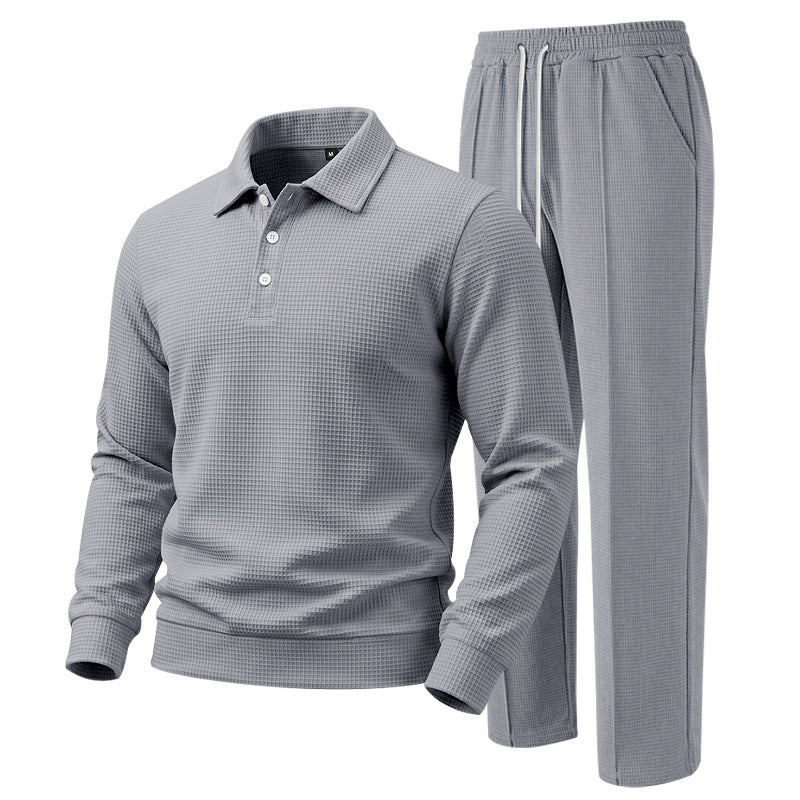 😎 Men's Casual Waffle Knit Top and Pants Set