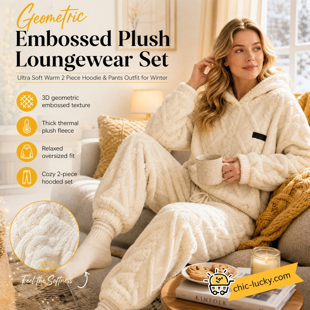 🔥🍂 Embossed Geometric Plush Set – Timeless Comfort & Effortless Style For Every Occasion