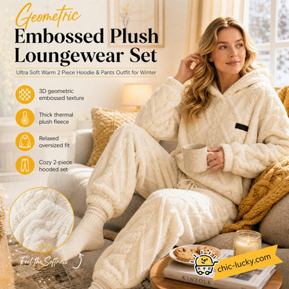 🔥🍂 Embossed Geometric Plush Set – Timeless Comfort & Effortless Style For Every Occasion