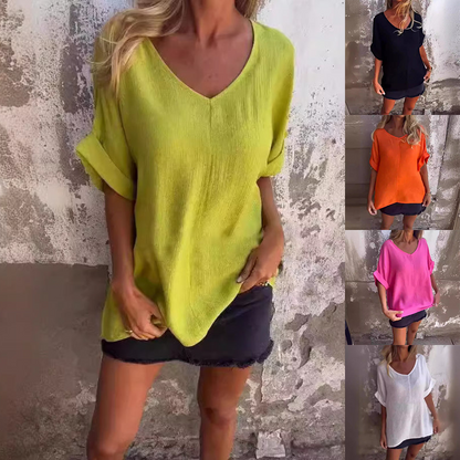 🌺 Oversized V-Neck Top για γυναίκες