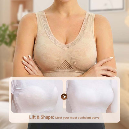 🏆 Last Day Buy 1 Get 1 Free 💐 🎁Lace Wireless Pure Cotton Buttonless Comfy Lifting Bra