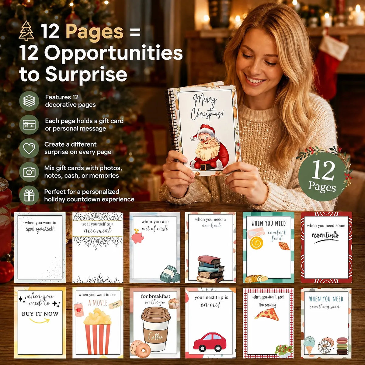 🎁70% OFF🎅Christmas Gift Card Booklet👍DIY Spiral-Bound Christmas Gift Card Holder Book