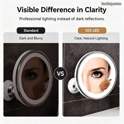 ⏳🔥LIMITED-TIME 50% OFF! ⏰💄10X Magnifying LED Makeup Mirror, Suction Mounted Illuminated Mirror For Skincare & Cosmetic Application💄