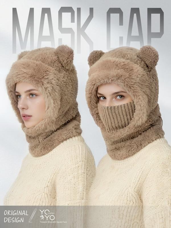 ⏳🎁70% OFF!!!-Ready for Winter!!!❄️🐻3-in-1 Cute Bear Ear Fleece Plush Winter Hat