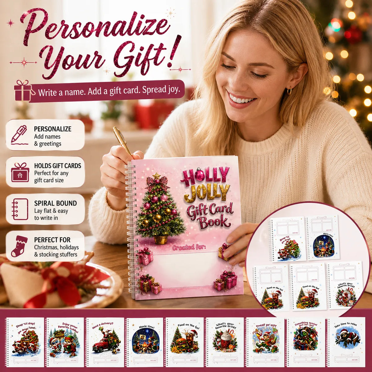 🎁70% OFF🎅Christmas Gift Card Booklet👍DIY Spiral-Bound Christmas Gift Card Holder Book