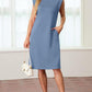 🔥Summer Sale 49% OFF🌸Women Round Neck Loose Split Wrinkle-Free Midi Dress with Pockets(Buy 2 Free Shipping)