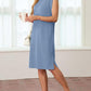 🔥Summer Sale 49% OFF🌸Women Round Neck Loose Split Wrinkle-Free Midi Dress with Pockets(Buy 2 Free Shipping)