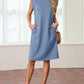 🔥Summer Sale 49% OFF🌸Women Round Neck Loose Split Wrinkle-Free Midi Dress with Pockets(Buy 2 Free Shipping)