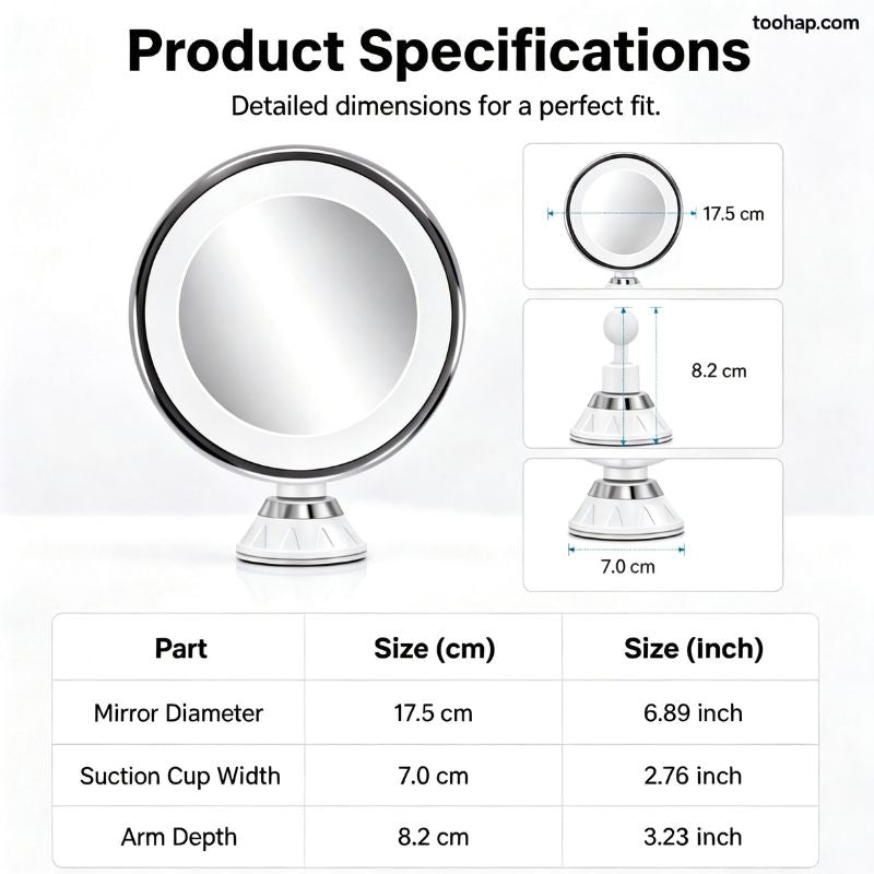 ⏳🔥LIMITED-TIME 50% OFF! ⏰💄10X Magnifying LED Makeup Mirror, Suction Mounted Illuminated Mirror For Skincare & Cosmetic Application💄