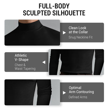Men's High Neck Slim Fit T-Shirt - Stretchy & Breathable Fabric, Modern Style for Gym or Casual Wear