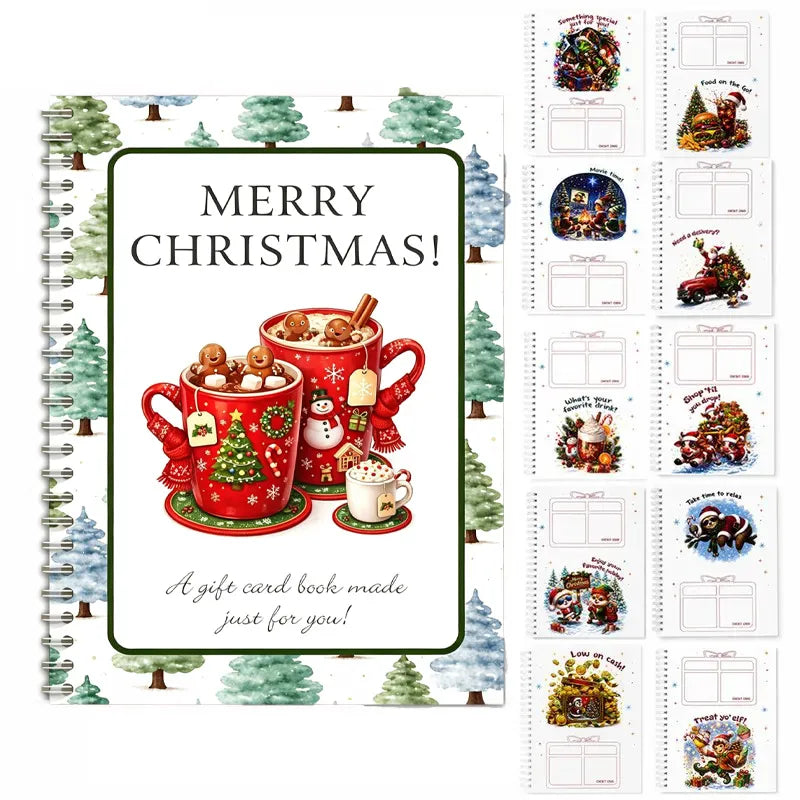 🎁70% OFF🎅Christmas Gift Card Booklet👍DIY Spiral-Bound Christmas Gift Card Holder Book