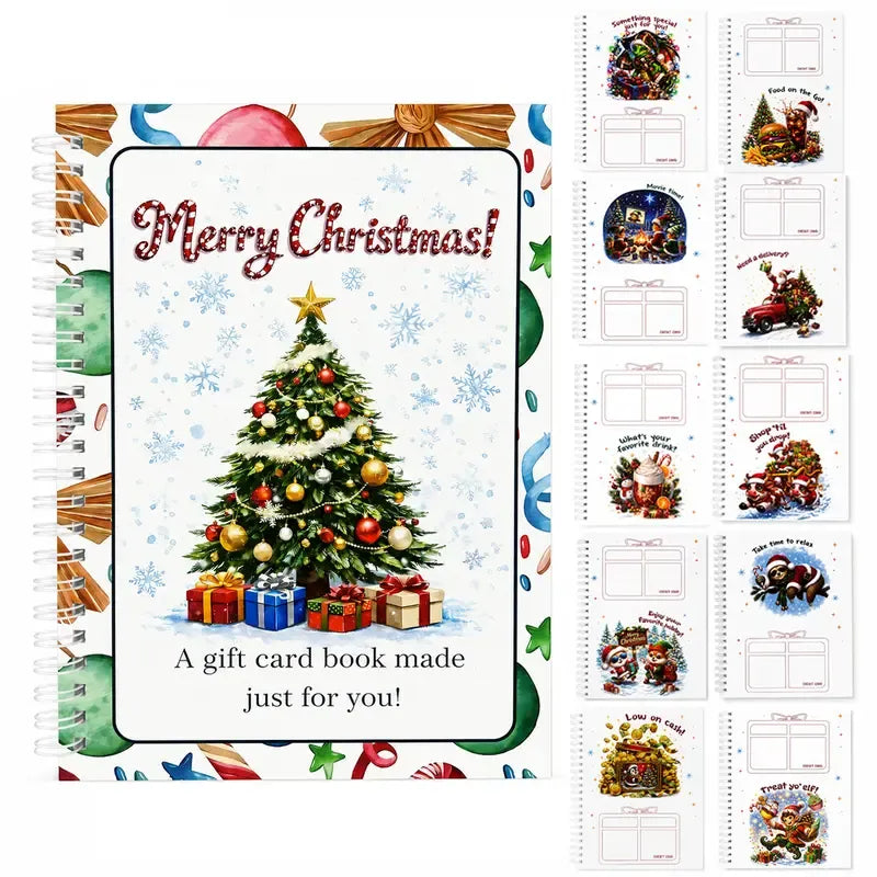 🎁70% OFF🎅Christmas Gift Card Booklet👍DIY Spiral-Bound Christmas Gift Card Holder Book