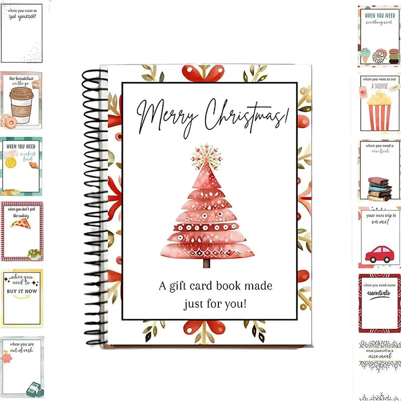🎁70% OFF🎅Christmas Gift Card Booklet👍DIY Spiral-Bound Christmas Gift Card Holder Book