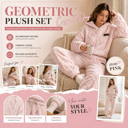 🔥🍂 Embossed Geometric Plush Set – Timeless Comfort & Effortless Style For Every Occasion