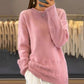Γυναικών ρετρό στερεό χρώμα Crewneck πλεκτό πουλόβερ