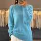 Γυναικών ρετρό στερεό χρώμα Crewneck πλεκτό πουλόβερ
