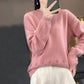Γυναικών ρετρό στερεό χρώμα Crewneck πλεκτό πουλόβερ