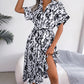 Γυναικών Leopard V-Neck πέτο μακρύ φόρεμα πουκάμισο