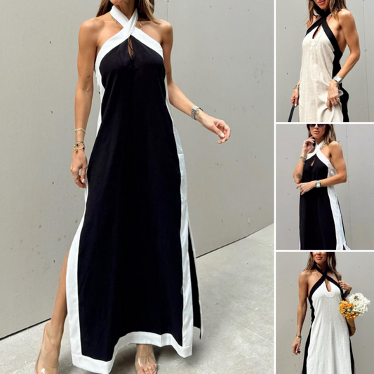 👗 Γυναικείο μάξι φόρεμα χωρίς λαιμόκοψη με σκίσιμο στην πλάτη