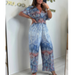 🌷 Boho τυπωμένη ολόσωμη φόρμα με φαρδιά πόδια