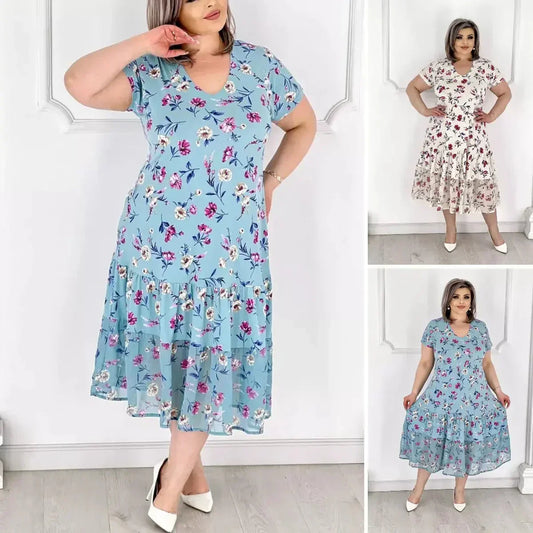 👗 εμπριμέ φόρεμα με βολάν