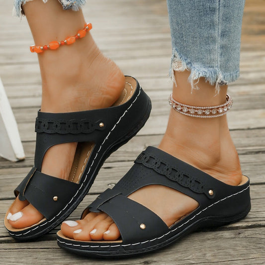 👟【EU36-43】Γυναικεία καλοκαιρινά σανδάλια πλατφόρμας με κομψή κομμένη πλατφόρμα