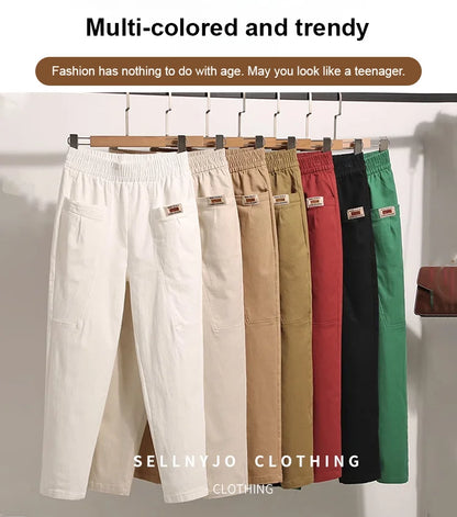 👖Γυναικείο βαμβακερό ελαστικό παντελόνι μέσης