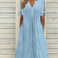 ✨【M-3XL】👗Γυναικείο κομψό V-λαιμός κοίλο-out στερεό κοίλο-out φόρεμα🔥