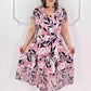 Women's Elegant V-Neck Short Sleeve Dress