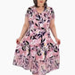 Women's Elegant V-Neck Short Sleeve Dress