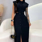 Women's Elegant Cap Sleeve Split Dress