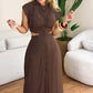 Women's Elegant Cap Sleeve Split Dress