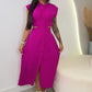 Women's Elegant Cap Sleeve Split Dress