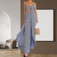 Women's Striped Sleeveless Slit Long Tops ＆ Pants Set