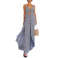 Women's Striped Sleeveless Slit Long Tops ＆ Pants Set