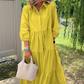 Women’s Casual Loose Fit Lapel Ankle Length Dress