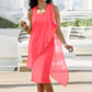 Women's Summer Elegant Round Neck Asymmetric Mesh Sleeveless Dress