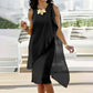 Women's Summer Elegant Round Neck Asymmetric Mesh Sleeveless Dress