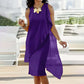 Women's Summer Elegant Round Neck Asymmetric Mesh Sleeveless Dress