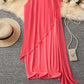 Women's Summer Elegant Round Neck Asymmetric Mesh Sleeveless Dress
