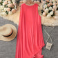 Women's Summer Elegant Round Neck Asymmetric Mesh Sleeveless Dress