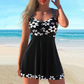 Women's Printed Sleeveless Swimdress with Built-In Shorts
