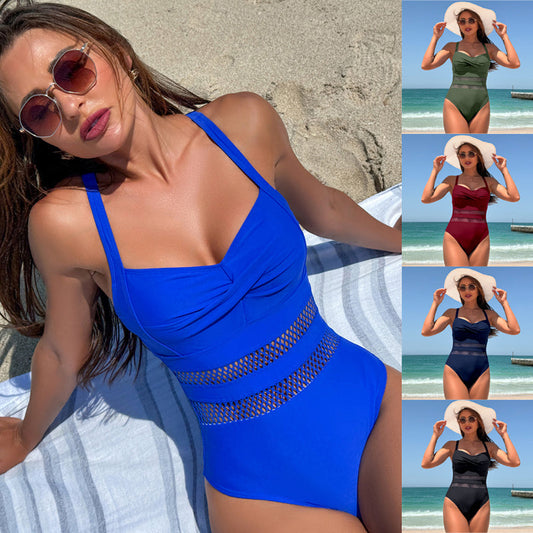 👙 γυναικείο ολόσωμο μαγιό με λεπτομέρεια πλέγματος