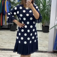 Women's Polka Dot Pleated Patchwork Dress