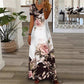 V-Neck Rose Print Maxi Dress
